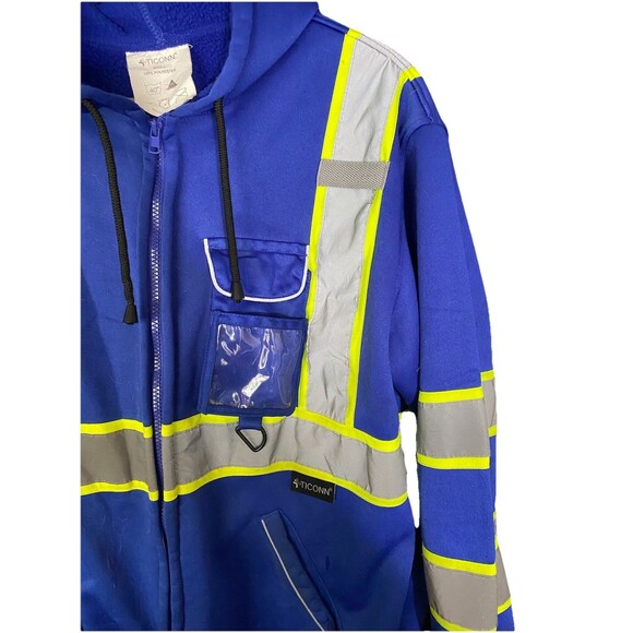 Safety Hoodie Jacket, High Vis Reflective Safety Fleece Hoodie PPE Gear SZ L - Picture 4 of 10